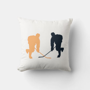 ORANGE AND BLACK HOCKEY THROW PILLOW