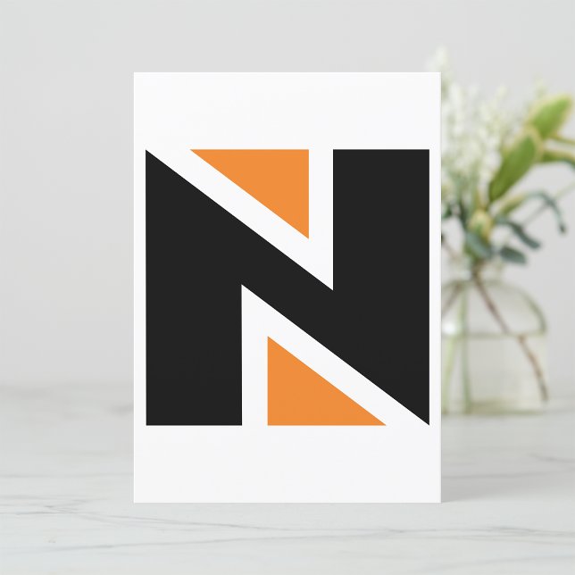 Orange And Black Letter N Invitations (Creator Uploaded)