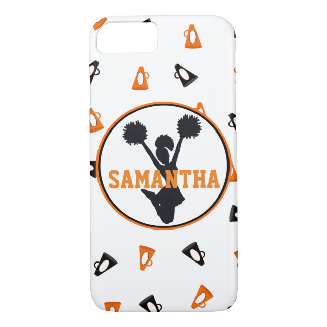 Orange and Black Megaphones Cheer Personalized Case-Mate iPhone Case (Back)
