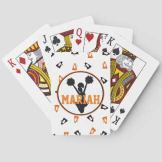 Orange and Black Megaphones Cheer Personalized Playing Cards