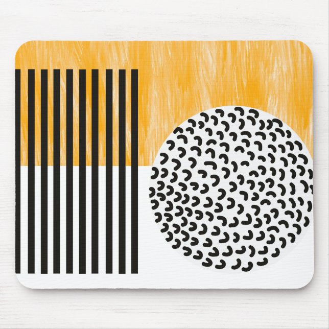 Orange and Black Mid Century Modern Art  Mouse Pad (Front)
