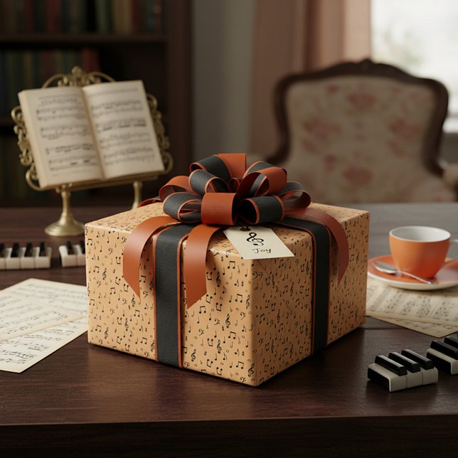 Orange and Black Musical Wrapping Paper (Creator Uploaded)