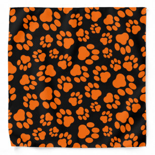 Orange-and-Black Paw Print Bandana