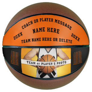 Orange and Black, Personalized, Photo Basketball