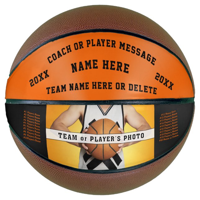 Orange and Black, Personalized, Photo Basketball (Front)