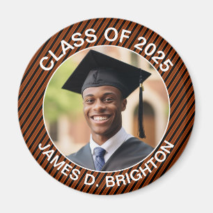 Orange and Black Photo Graduation  Magnet