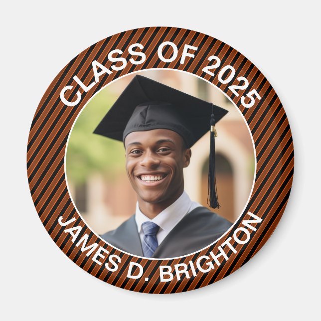 Orange and Black Photo Graduation  Magnet (Front)