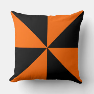 Orange and Black Pinwheel Throw Pillow
