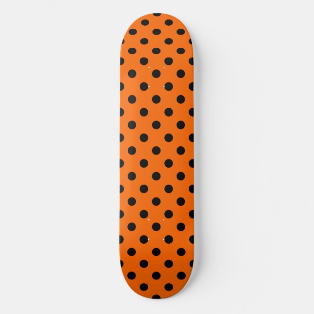 Orange and Black Polka Dots Skateboard (Front)