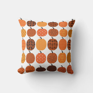 Orange and Black Pumpkin Design Throw Pillow