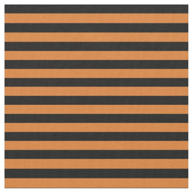 Orange and Black Quarter Inch Horizontal Stripes Fabric (Close Up)