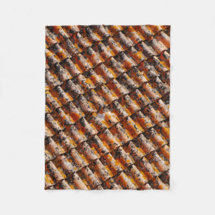 Orange-and-black roof shingles fleece blanket