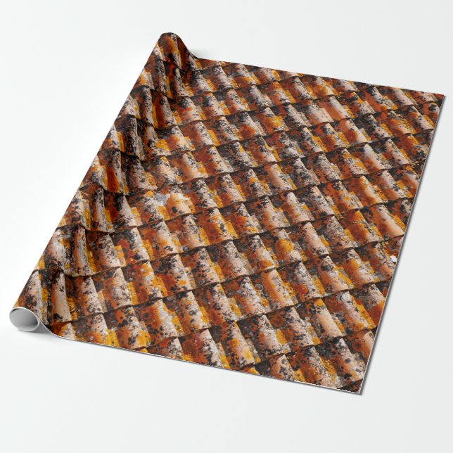 Orange-and-black roof shingles wrapping paper (Unrolled)