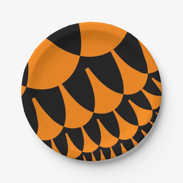 Orange and Black Scales Paper Plate (Front)