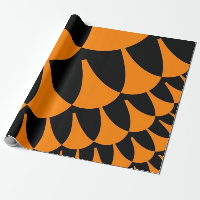 Orange and Black Scales Wrapping Paper (Unrolled)
