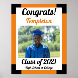 Orange and Black School Colours Graduation Poster
