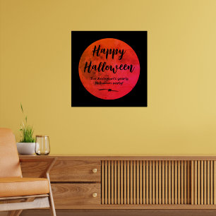 Orange and Black Spooky Full Moon Happy Halloween Poster