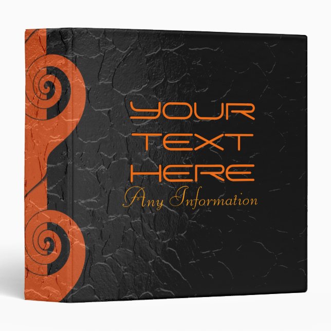 Orange and black stainless steel metal 2 binder (Front/Spine)