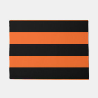 Orange and Black Stripe Halloween Pattern Doormat