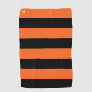 Orange and Black Stripe Halloween Pattern Golf Towel
