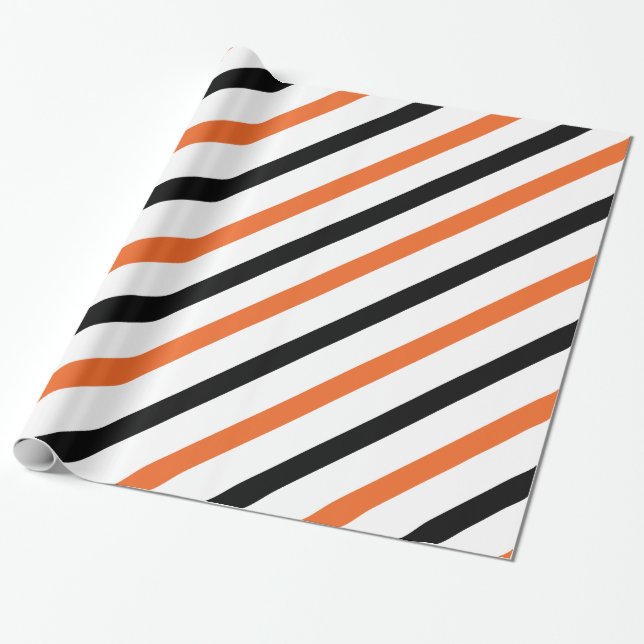 Orange and Black Stripe Wrapping Paper (Unrolled)