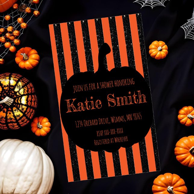 Orange and Black Striped Halloween Invitation (Creator Uploaded)