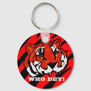 ORANGE AND BLACK STRIPES  KEYCHAIN