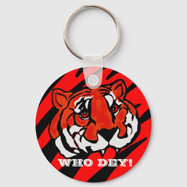 ORANGE AND BLACK STRIPES  KEYCHAIN (Front)