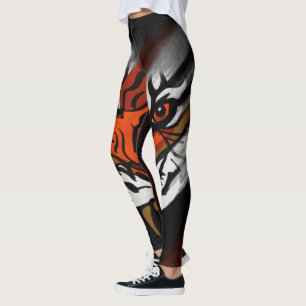 ORANGE AND BLACK STRIPES LEGGINGS