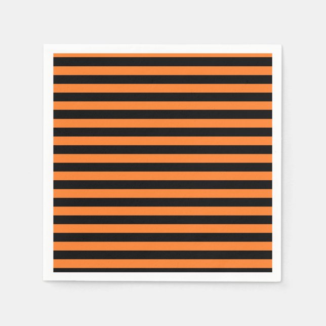 Orange and Black Stripes Paper Napkins (Front)