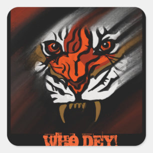 ORANGE AND BLACK STRIPES    SQUARE STICKER
