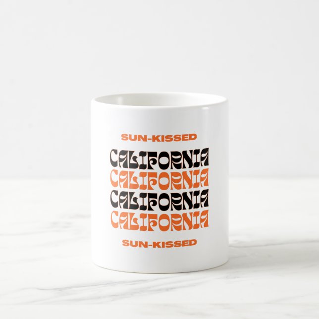 Orange and Black Sun-Kissed California Hoodie Coffee Mug (Center)