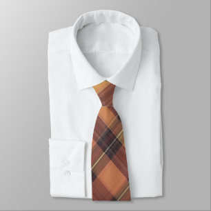 Orange and black tartan, a warm and trendy pattern tie
