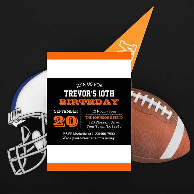 Orange and Black Team Birthday Invitation (Creator Uploaded)