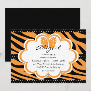 Orange and Black Tiger Print Invitation