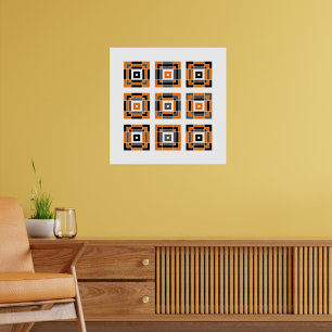 Orange and Black Tile Poster