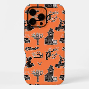 Orange and Black Vintage Halloween Pattern iPhone 16 Pro Max Case