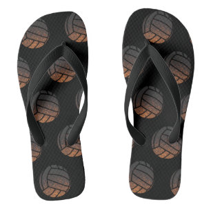 Orange and Black Volleyball Flip Flops