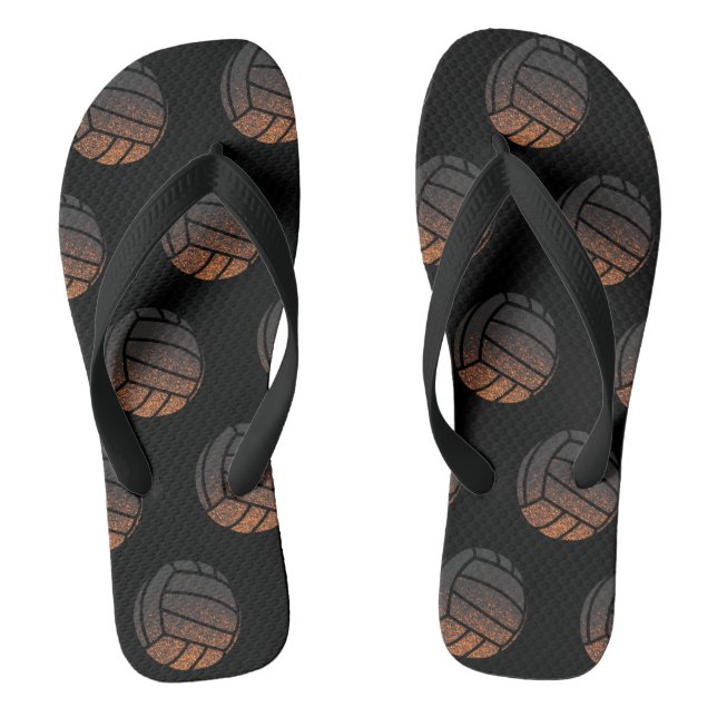 Orange and Black Volleyball Flip Flops (Footbed)