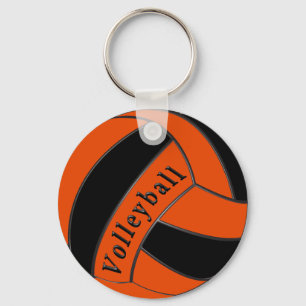 Orange and Black Volleyball Party Favours, Cheap Keychain