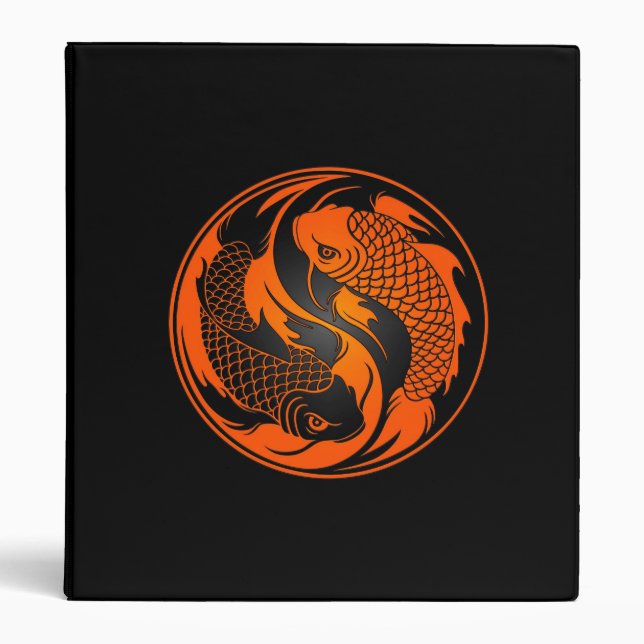 Orange and Black Yin Yang Koi Fish Binder (Front)