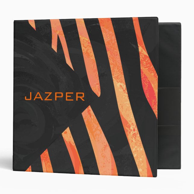 Orange and Black Zebra Monogram Binder (Front/Inside)