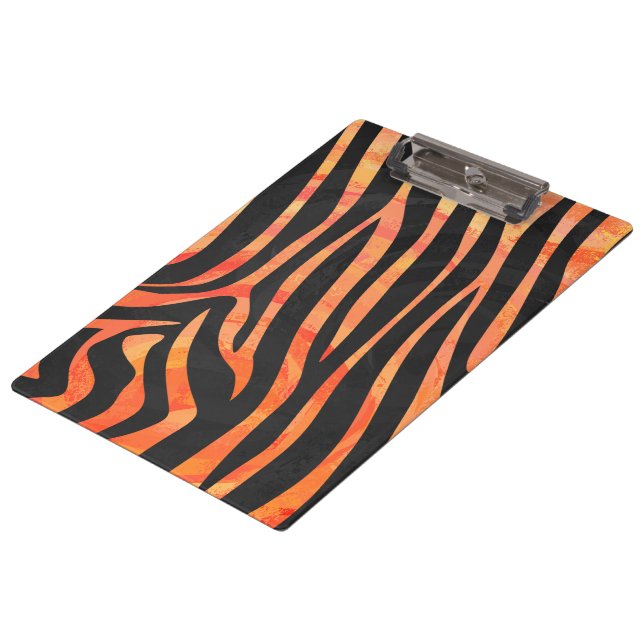 Orange and Black Zebra Monogram Clipboard (Angled)
