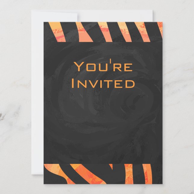 Orange and Black Zebra Monogram Invitation (Front)