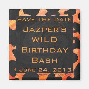 Orange and Black Zebra Monogram Magnet