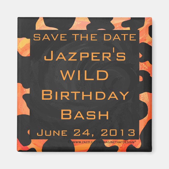 Orange and Black Zebra Monogram Magnet (Front)
