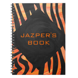 Orange and Black Zebra Monogram Notebook