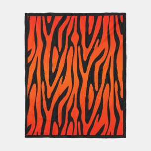 Orange and Black Zebra Skin Pattern Fleece Blanket