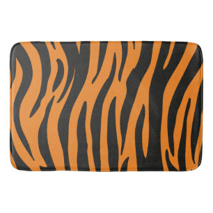 Orange and Black Zebra Stripes Pattern Bath Mat