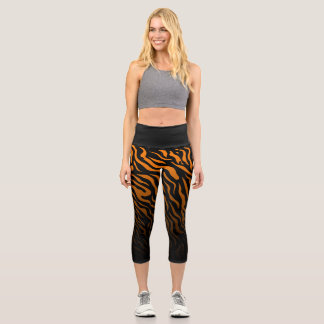 Orange and Black Zebra Stripes: Stylish Leggings